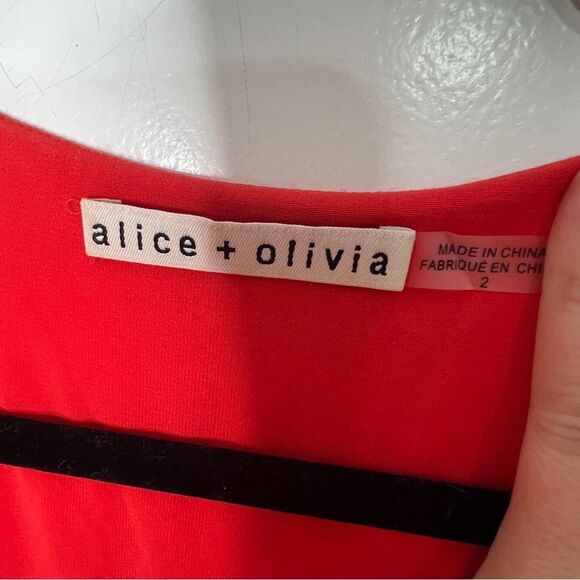 Alice + Olivia Suri True Wrap Midi Dress Red Size 2 Sheer Sleeves - Picture 11 of 14